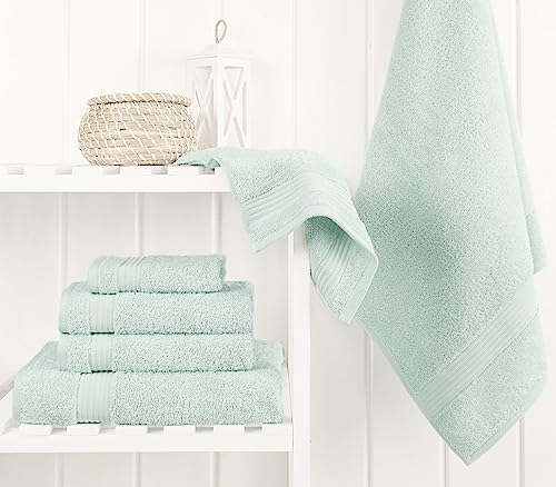 Cotton Paradise 6 Piece Towel Set, 100% Cotton Soft Absorbent Turkish Towels for Bathroom, 2 Bath Towels 2 Hand Towels 2 Washcloths, Mint Towel Set - color: Mint Green