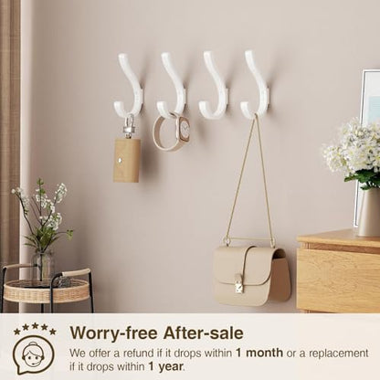 Wall Hooks for Hanging Coat/Backpack - 5.4'' Large 40LBS Heavy Duty Hanger Wall Mount Screw in, for Towel, Closet, Robe, Bag, Outdoor, White 6 Pack - size: 6 Pack