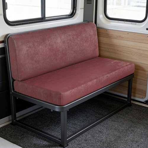 FUANGUI RV Dinette Cushion Covers Stretch Camper Cushion Cover Booth Seats Replacement RV Cushion Covers Washable Sofa Furniture Protector - color: Crackle-wine