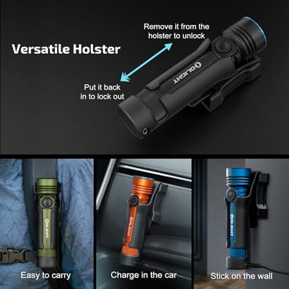 OLIGHT Seeker 4 Pro Rechargeable Flashlights, 4600 Lumens High Powerful Bright LED Light with USB C Holster, Waterproof IPX8 for Emergencies, Camping, Searching (OD Green) - color: OD Green