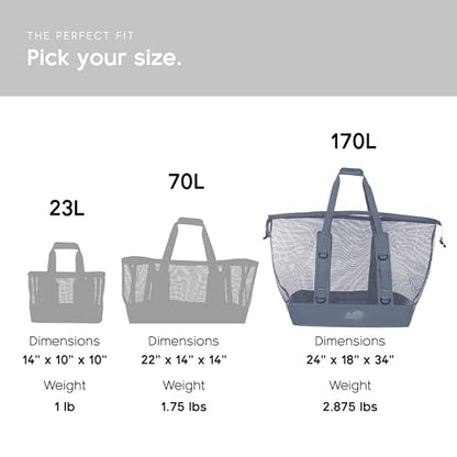 MISSION Boat Gear CASSI Heavy-Duty Outdoor Tote and Waterproof Marine-Grade Mesh Boat Bags - color: Steel Blue, size: 170 Liter