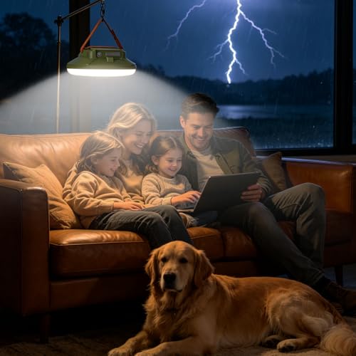 CREATE BRIGHT Camping Lights, Tent Lights for Camping, Rechargeable LED Camping Lantern with 4 Light Modes & Tripod Mount , Waterproof Tent Light for Emergency, Outdoor, Photography, Repair, Hurricane - color: Ink green