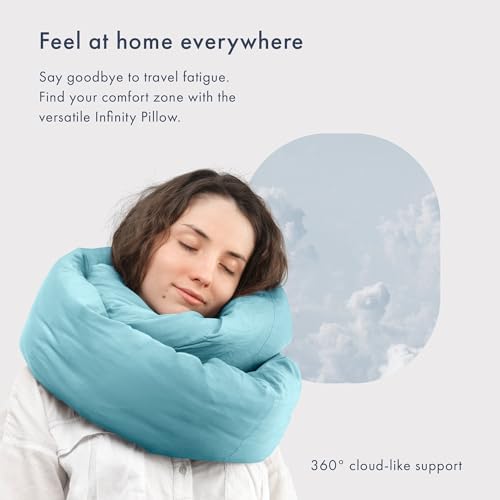 Huzi Infinity Pillow - Travel Neck Pillow - Versatile Soft 360 Support Scarf - Machine Washable - Home Travel Flight Road Trips Airplane Sleeping (Airy Blue) - color: Airy Blue