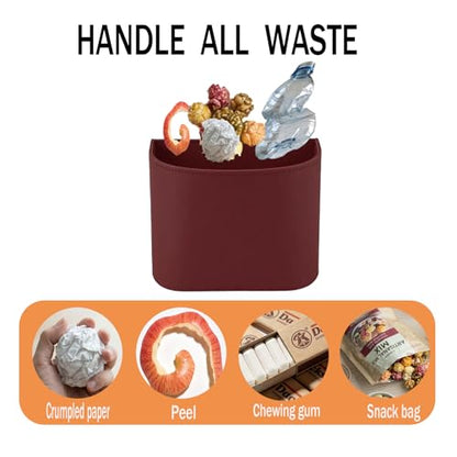 Car Trash Can for Back Seat, Waterproof Leather, Automotive Garbage Bin for Car, SUV, Trucks, Includes 100 Trash Bags, Red
