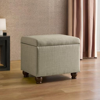 HomePop 22" Medium Rectangular Storage Ottoman - Tan Linen - color: Tan Linen