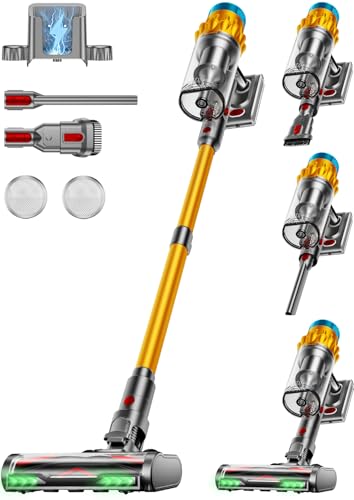Cordless Vacuum Cleaner, 650W/55KPA/70 Mins Vacuum Cleaners for Home with Self-Standing, Anti-Tangle Brush, Smart Display and 1.8L Cup Cordless Stick Vacuum Cleaner for Pet Hair/Carpets