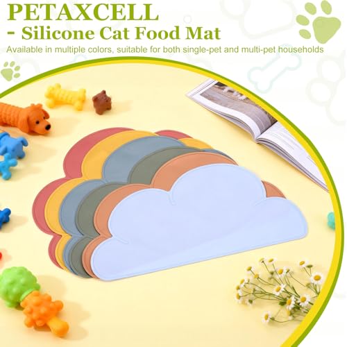 Silicone Pet Feeding Mat, Waterproof Dog Cat Food Bowl Placemat Tray Anti-Slip with Raised Edge Foldable Heat-Resistant (Orange, Cloud Shape), Intended for Cat Dog Water Bowl - color: Orange