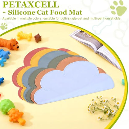 Silicone Pet Feeding Mat, Waterproof Dog Cat Food Bowl Placemat Tray Anti-Slip with Raised Edge Foldable Heat-Resistant (Burgundy, Cloud Shape), Intended for Cat Dog Water Bowl - color: Burgundy