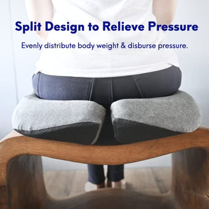 C CUSHION LAB Patented Pressure Relief Seat Cushion for Long Sitting Hours on Office/Home Chair, Car, Wheelchair - Extra-Dense Memory Foam for Hip, Tailbone, Coccyx, Sciatica - Light Grey - color: Gray