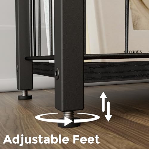 Homleke Narrow Side Tables Set of 2 with Magazine Holder, Skinny End Tables Perfect for Small Spaces, Space-Saving Design for Living Room, Bedroom, or Office, 7.1" D x 16.9" W x 23.6" H, Black - color: Black - Standard