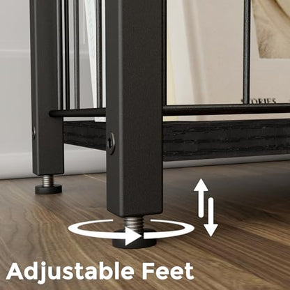 Homleke Narrow Side Tables Set of 2 with Magazine Holder, Skinny End Tables Perfect for Small Spaces, Space-Saving Design for Living Room, Bedroom, or Office, 7.1" D x 16.9" W x 23.6" H, Black - color: Black - Standard