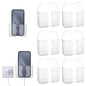 AHANDMAKER 6pcs Wall Mounted Phone Holder Clear Adhesive with Charging Hole PET Shelf Stand Universal Bedside Organizer Kitchen Shower Mount for Home Office RV Wall Phone Storage Organizer