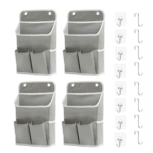 Hanging Basket for Organizing, Wall Organizer with Pockets and Over The Door Organizer，Can for Home, Closet, Office and Camper (4 Grey) - color: Grey, size: 4 pack