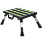 Homeon Wheels RV Step Stool, Adjustable Height Folding Aluminum Platform, Non-Slip Rubber Feet, Reflective Stripe, Handle, RV T Level, 1000 lbs, 16.5" x 12.2", for Trailer, Truck, Outdoor Use, Black - color: Black