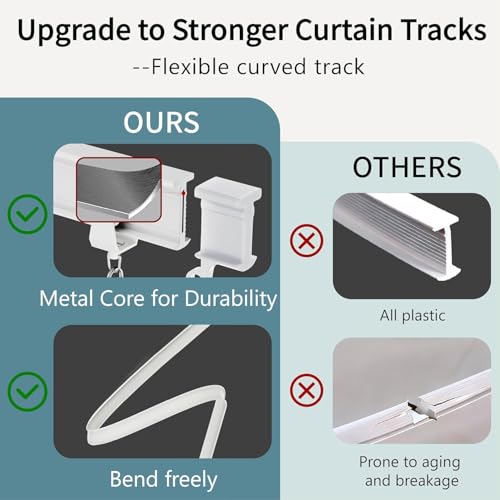 Flexible Bendable Ceiling Curtain Track, Mount for Curtain Rail with Curtain Tracks System, Room Divider, Curtains Rod, RV Ceiling Track, 9.8 FT/ 3 M, White - color: White, size: 3 M/ 9.8 FT