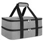 esouler Double Insulated Casserole Carrier Bag Hot & Cold Food Carrier Bag Lasagna Holder Lunch Bag for Picnics, Parties, Travel, Fits 9 x 13 Inches Casserole Dish-Grey - color: Grey, size: 16x10x7.2 in