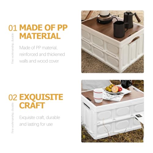 GARVALON Outdoor Folding Storage Box with Lid Medium White – Vehicle Organizer and Clothes Storage Container for Camping and Home Organization