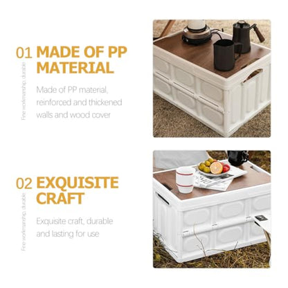 GARVALON Outdoor Folding Storage Box with Lid Medium White – Vehicle Organizer and Clothes Storage Container for Camping and Home Organization