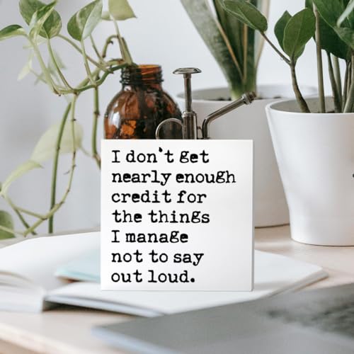 Funny Office Desk Decor Wooden Sign, Funny Office Decoration for Work Women Men, Gifts for Coworker Colleague