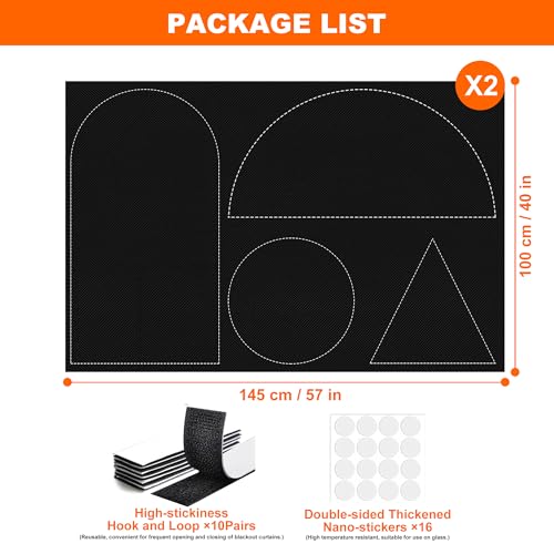 Blackout Curtains for Bedroom 2 Pack 40"x57" Portable Window Blinds Cover Adhesive Thermal Blackout Blinds No Drill Guard Blind Window Shades Temporary Room Darkening Shades for Skylight RV Dorm - size: 40"W x 57"H (Pack of 2)