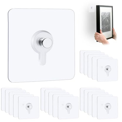 22 Pcs Drill Free Adhesive Wall Hooks, 40 lb Capacity Picture Hanging Hooks, Heavy Duty Picture Hangers Without Nails Strong Hold for Bathroom, Kitchen & Entryway - size: 2.6 inch