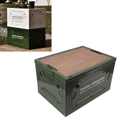 Omabeta Folding Camping Storage Box with Strong Load Bearing Capacity Foldable Bin Container for Car Picnic, Camping,Toy Storage Made of PP, MDF (Green) - color: Green