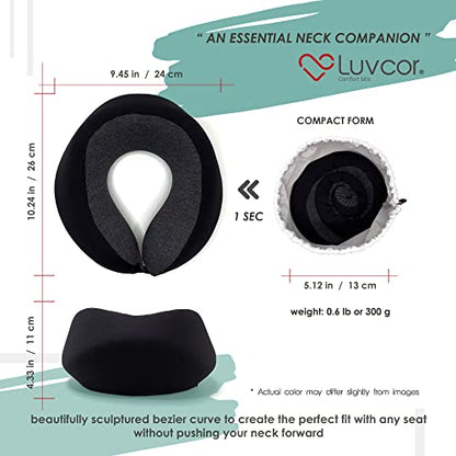 Premium Quality Memory Foam Travel Neck Pillow Bundle - Best Ergonomic Pillow for Airplane Travel, car Ride, Sleeping. Comes with Eye mask, earplugs and Storage Bag.(Stealth Black) - color: Stealth Black