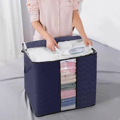 Heavy-Duty Storage Bags with Zipper Waterproof Moving & Travel Storage Organizers Foldable Reinforced Handles for Clothes, Bedding,Blankets Space-Saving