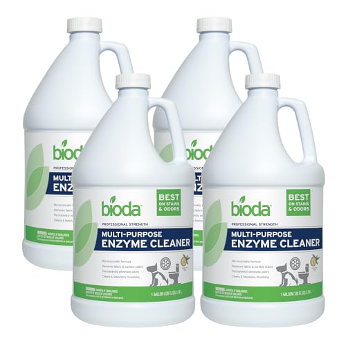 Bioda Multi-Purpose Probiotic Enzyme Cleaner and Deodorizer | Professional Strength | Trash Can Deodorizer, Pet Stains and Odors, Drains, Floors, Bathrooms, Toilets | Made in USA | 1 Gallon | 4 Pack - size: 128 Fl Oz (Pack of 4)