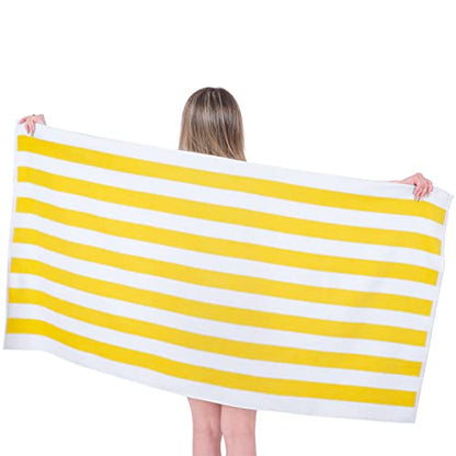 Cotton Paradise, Cabana Stripe Beach Towels 4 Packed, 30x60 inches Extra Large Pool Towels, Soft Absorbent Quick Dry, Yellow - color: Yellow