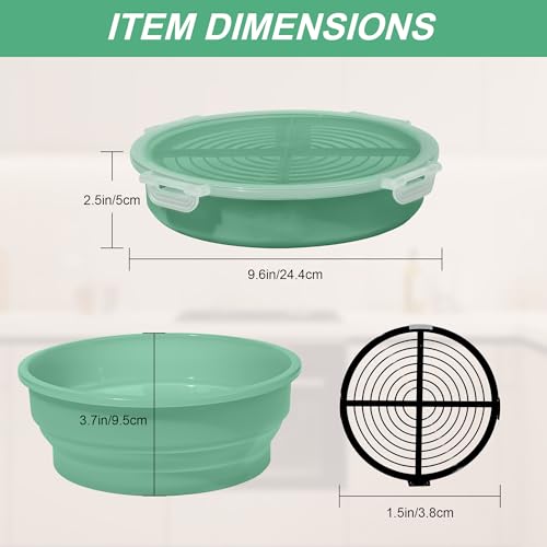 FJNATINH Collapsible Batter Bowl - Mess Free Better Breader Shaker Bowl with Lid Breading Shaker Container - Great for Fried Fish, Fried Chicken, Onion Rings, Wings,No Leak,Easy to Store,Mint Green - color: Mint Green