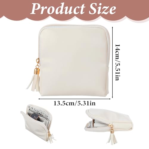 Nogeqi Small Travel Jewelry Case Organizer, Mini Travel Jewelry Pouch Bag for Women, Portable Jewelrys Storage Bag with Zipper for Necklaces Bracelets Earrings Rings Gemstones Storage (Cream White)
