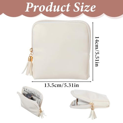 Nogeqi Small Travel Jewelry Case Organizer, Mini Travel Jewelry Pouch Bag for Women, Portable Jewelrys Storage Bag with Zipper for Necklaces Bracelets Earrings Rings Gemstones Storage (Cream White)