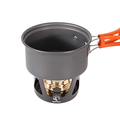 REDCAMP Mini Alcohol Stove for Backpacking, Lightweight Brass Spirit Burner with Aluminium Stand for Camping Hiking, Black - color: Black