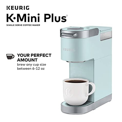 Keurig K-Mini Plus Single Serve K-Cup Pod Coffee Maker, with 6 to 12oz Brew Size, Stores up to 9 K-Cup Pods, Travel Mug Friendly, Misty Green - color: Misty Green
