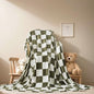Richave Checkered Throw Blanket,Premium Lightweight Anti-Static 50x60 Inches Travel Size Sage Green Throw Blankets for Couch, Sofa, Chair, Bed, Camping, Picnic,Sage Green - color: Checkered Green, size: Travel (50-Inch-by-61-Inch)