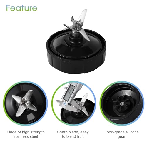 MEET JUICE 7-Fin Blender Replacement Parts for Ninja BL480 BL640 BL642 – 24oz Cup with Lid and Blade, Fits 7-Fin Drive Systems Only