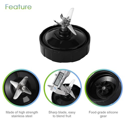 MEET JUICE 7-Fin Blender Replacement Parts for Ninja BL480 BL640 BL642 – 24oz Cup with Lid and Blade, Fits 7-Fin Drive Systems Only