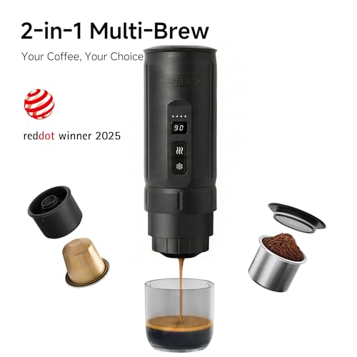 HIBREW H4C Classic - Portable Electric Espresso Machine, USB-C Rechargeable Coffee Maker with Removable Battery, Compatible with Ground Coffee & NS Capsules, Travel & Home(Black) - color: Black