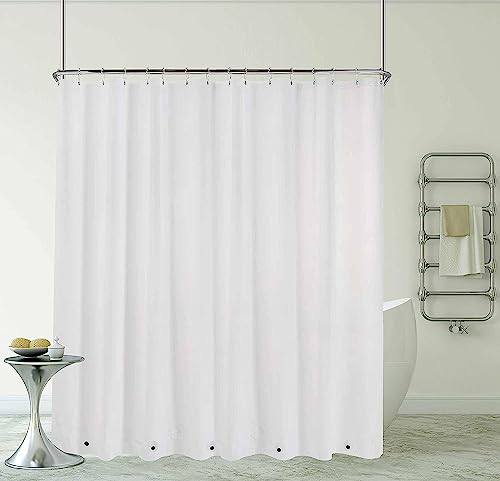 Clawfoot Tub Shower Curtain 108x72 Inch White Liner All Warp Around Extra Wide 24 Metal Hooks with Magnets Heavy Duty Vinyl Bath for Bathroom PEVA Waterproof Pure - color: Pure White, size: 108"W x 72"L (Pack of 1)