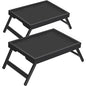 Large Breakfast Tray with Folding Legs Set of 2, 16.9" x 12.2" Bamboo Bed Tray Table with Ergonomic Wave Handles, Foldable TV Dinner Tray for Bed Couch Sofa, Breakfast, Laptop, Coffee, Black - color: Black, size: Large