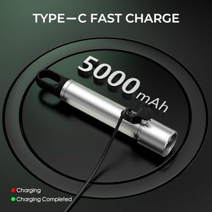 ADDplus Magnetic Flashlight Rechargeable,2000LM 5000mAh Flashlights High Lumens with 18 Modes,Waterproof, Adjustable,Powerful Flash Light,Multi-Flashlights for Home,Car,Hiking,Camping (1, Silver) - color: Silver