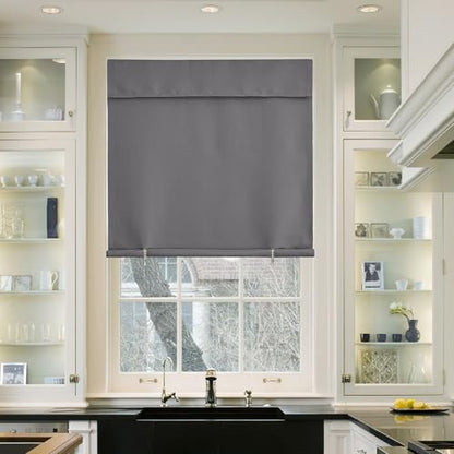 NICETOWN No Drill Thermal Insulated Curtain Grey 42" W x 63" L, Self-Adhesive Adjustable Privacy Blackout Window Cover for Bedroom, Living Room & Rental Apartment, 1 Panel - color: Grey, size: 42"W x 63"L (Pack of 1)