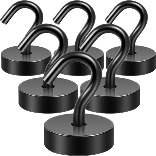 Neosmuk Magnetic Hooks Steel Tube Design for Cruise,40lb+ Black,6 Pack | Cruise Ship Essentials,Heavy Duty Magnett Hooks for Cabins, Refrigerator, Grill, Hanging, and Travel Extra Strong Must-Haves - color: Black, size: 40lb Magnetic Hooks