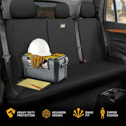 CAT PU Leather Rear Bench Seat Cover – Black, 60/40 Split Fit for Cars, Trucks, SUVs – Waterproof, Scratch-Resistant, Semi-Universal Fit Rear Seat Protector for Most Auto Interior – Easy Install