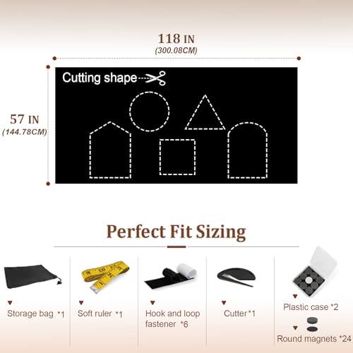 FINDMAG Black Out Curtain, Magnetic Blackout Window Cover for Home, 57" x 118" Portable Magnetic Window Blinds for Bedroom, No Drill Cuttable Blackout Blinds for RV, Nursery, Media Room - size: 57"W x 118"H
