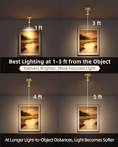 EZVALO LED Spotlight Indoor, 5500mAh Rechargeable Battery-Powered Picture Lights, Wireless Mini Art Accent Spot Lights with Remote, for Plants, Display, Painting, Artwork (4-Pack-Gold) - color: Gold