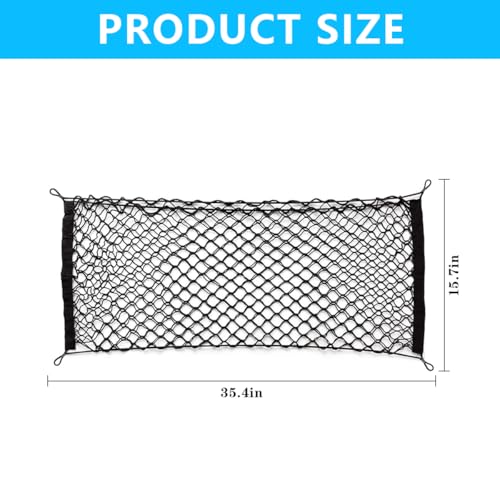 Car Rear Cargo Net, Adjustable Elastic Automotive Trunk Organizer Mesh Pouch Bag, Stretchable Cargo Storage Net, Vehicle Interior Accessories, Universal for RV, SUV, Truck (Small) - size: 35.43 x 15.75inches