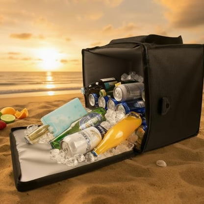 MyLifeUNIT Insulated Cooler Bag for Food & Pizza Delivery Bag Suitable for Car, Bike, Camping, Picnic, Beach, Large Size - size: 50 Cans
