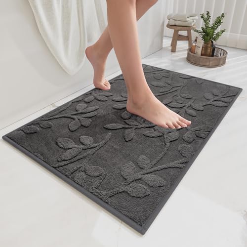 Bathroom Rugs Mat Quick Dry Absorbent Non Slip Bath Mat Bath Mats for Bathtub Mat Bathroom Carpet Fit Under Door Washable Floor Bath Rugs Grey 24x36 - color: Grey, size: 24'' x 36''